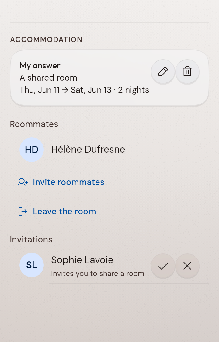 Sort out the rooms for the tour