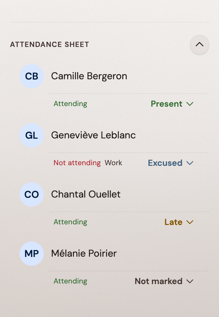 Take your section's attendance