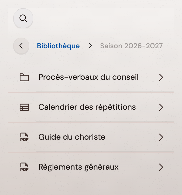 Tous les documents du chœur au même endroit