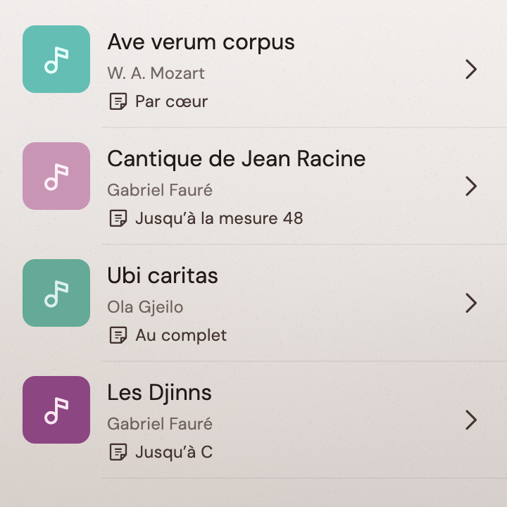 Une liste pour chaque concert