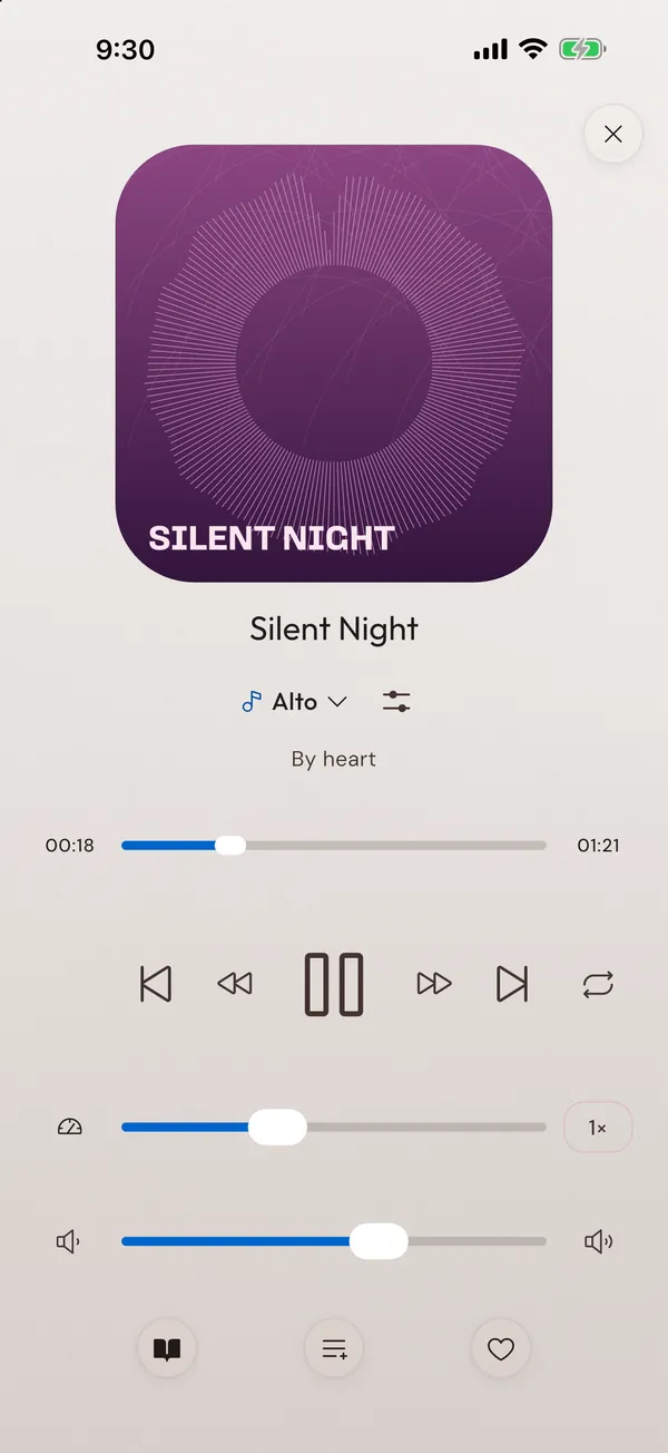 The practice player on the voice-part track.